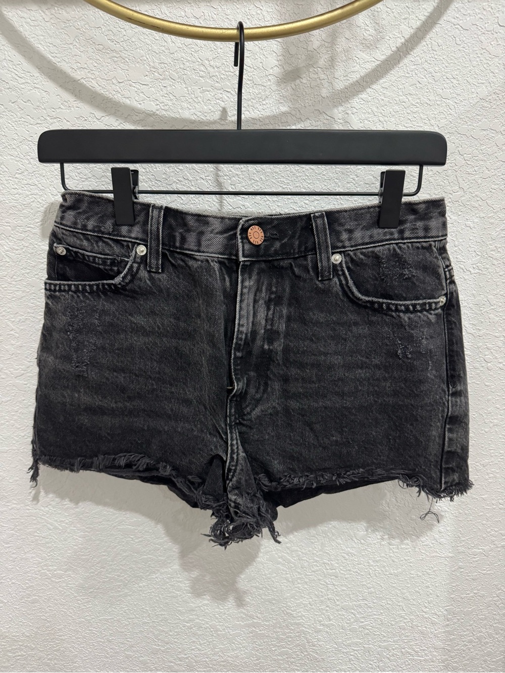 BDG Black Denim Frayed Hem Women's Shorts